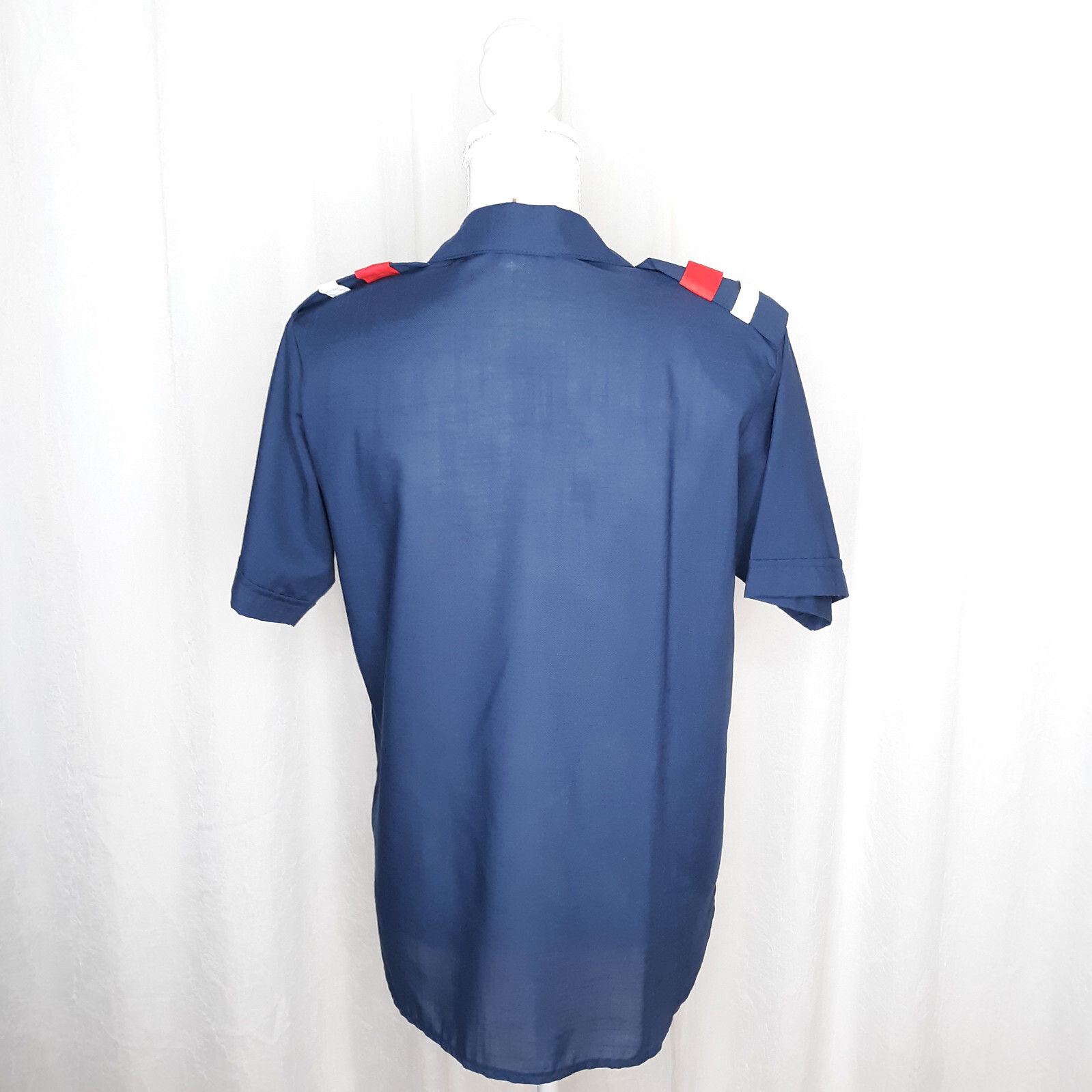 Vintage Joyce Sportswear Late 80s Navy Inspired Blouse w/Epaulettes Size 9/10