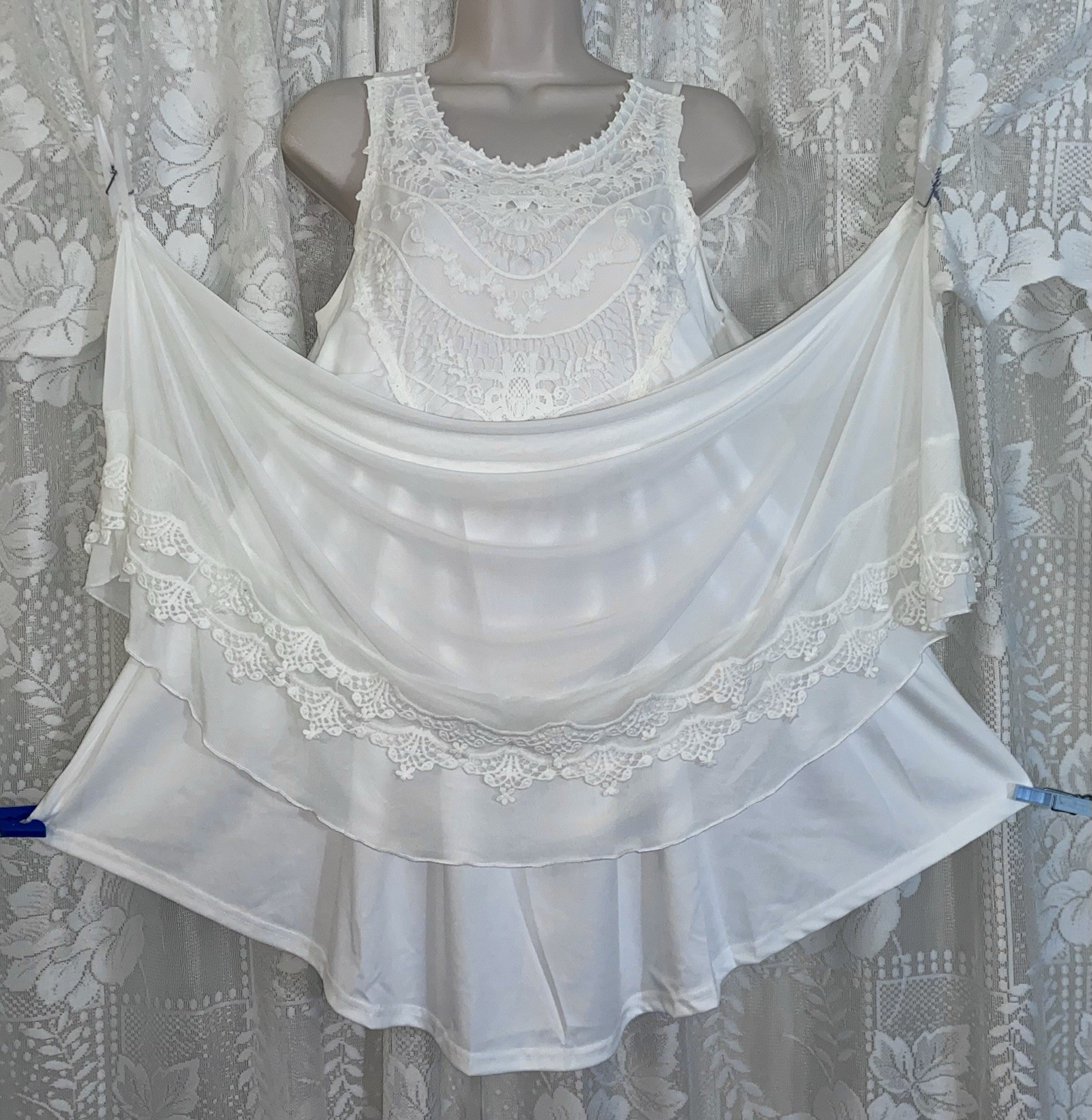 VTG Design NWT L FANCY Bridal BOHO Snow White Nightgown Negligee Nightie