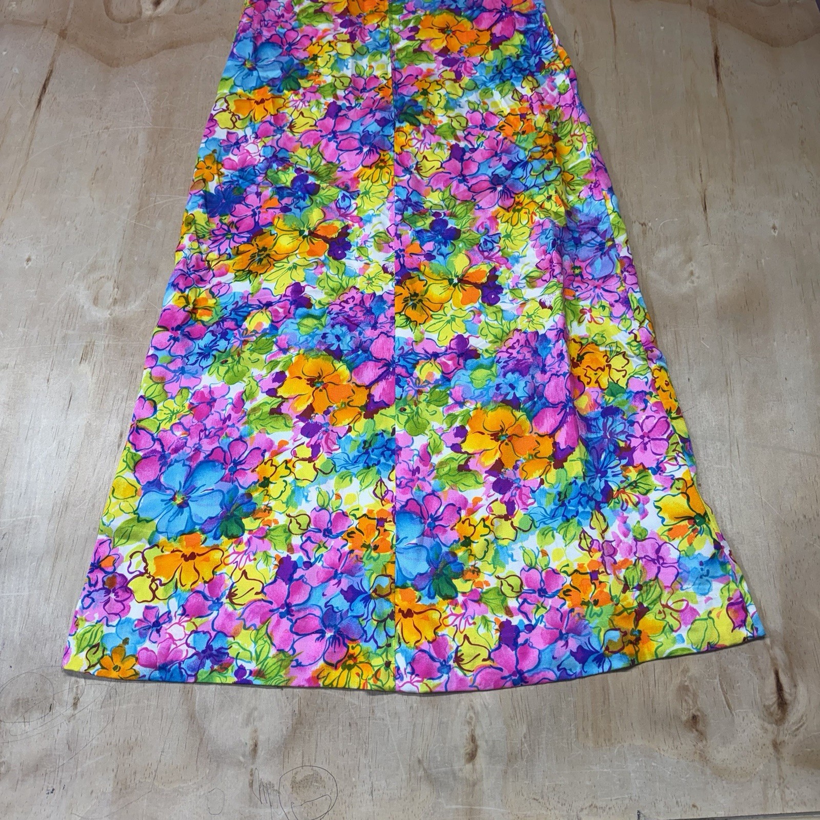 Vintage 1970s Kiyomi of Hawaii Floral Maxi Dress Cold Shoulder Slit Sleeve