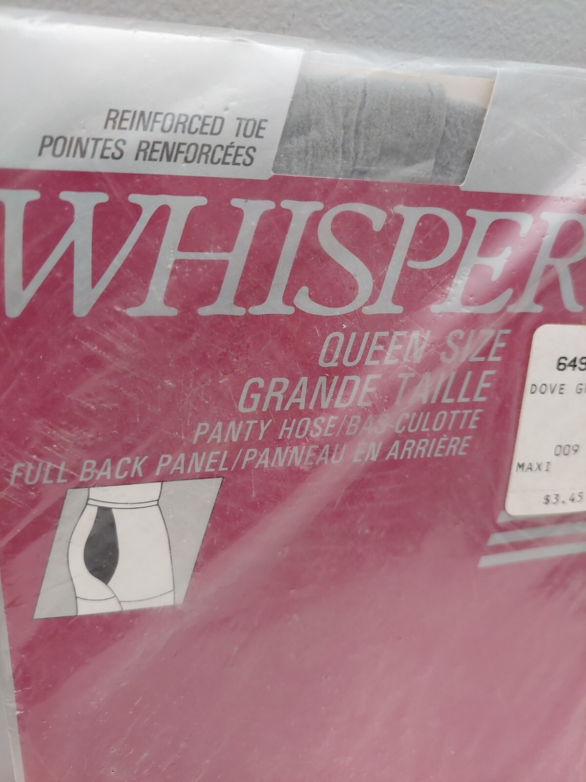 Vintage Pantyhose Whisper Color Dove Grey Size Maxi BWHIS2