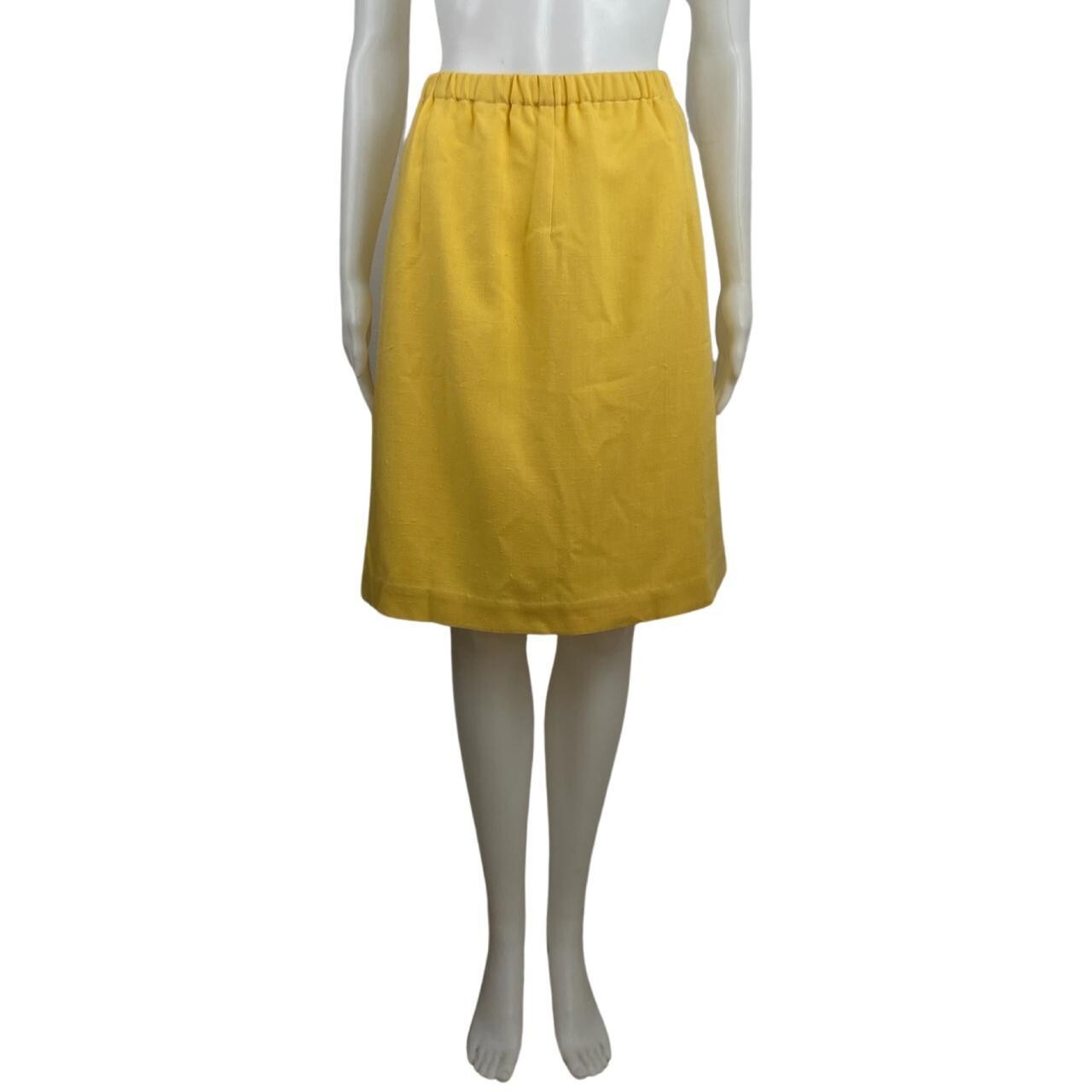 Vintage Woven Rayon Yellow Skirt Size XL/1X 33-36″ Elastic Waist 1970s Handmade