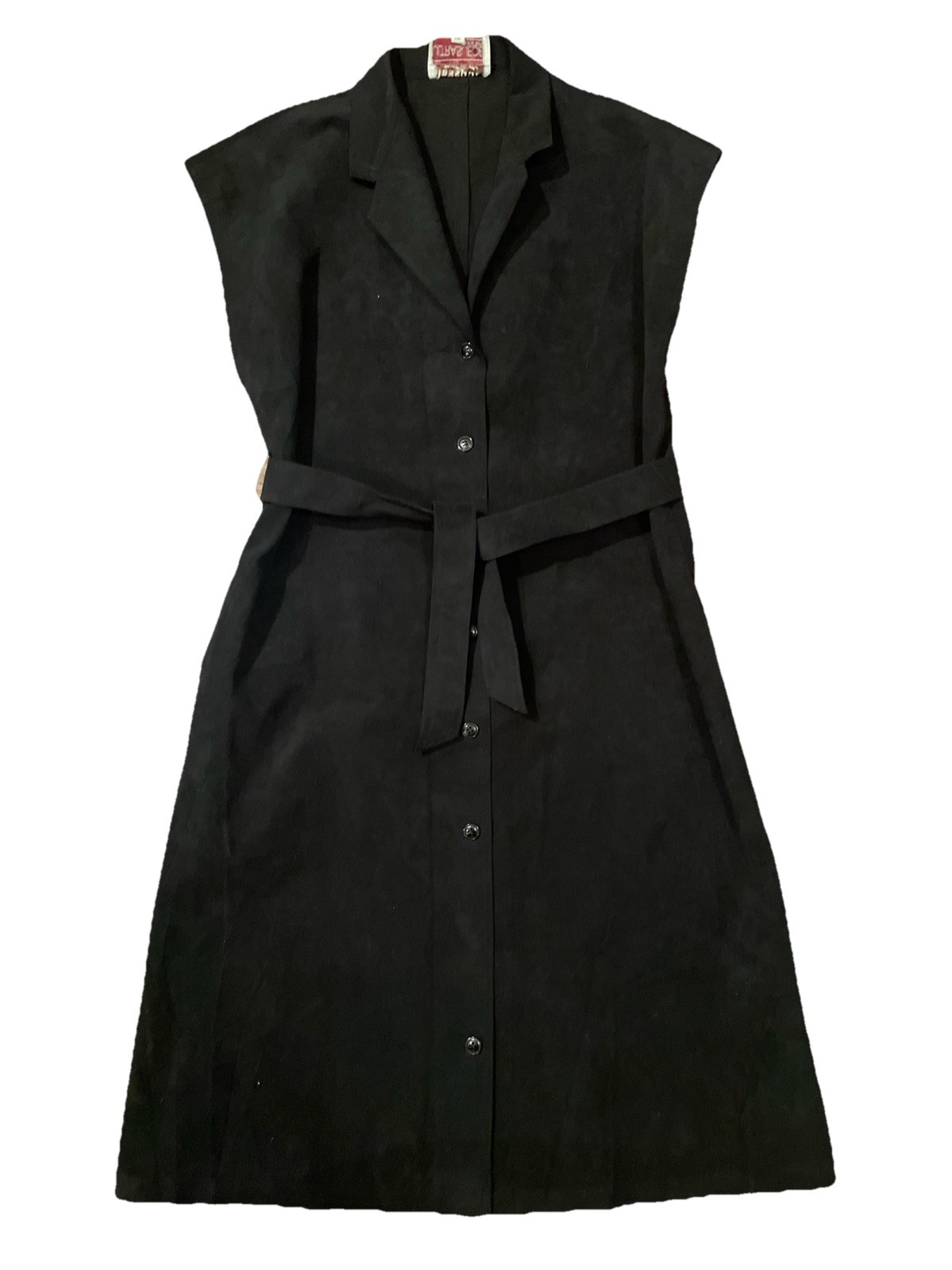 Vintage 1970s Blassport Bill Blass Ultra Suede Black Button Down Dress Sz 12