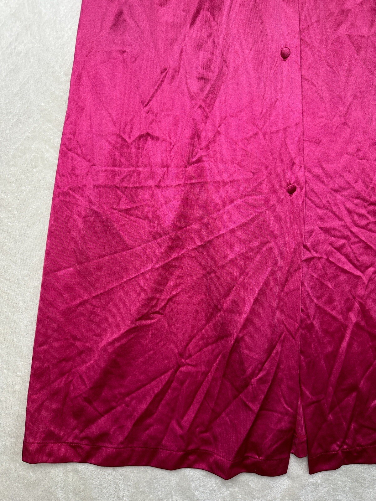 Vintage Vanity Fair Nightgown Size Small Magenta Pink Long Embroidery Button Up