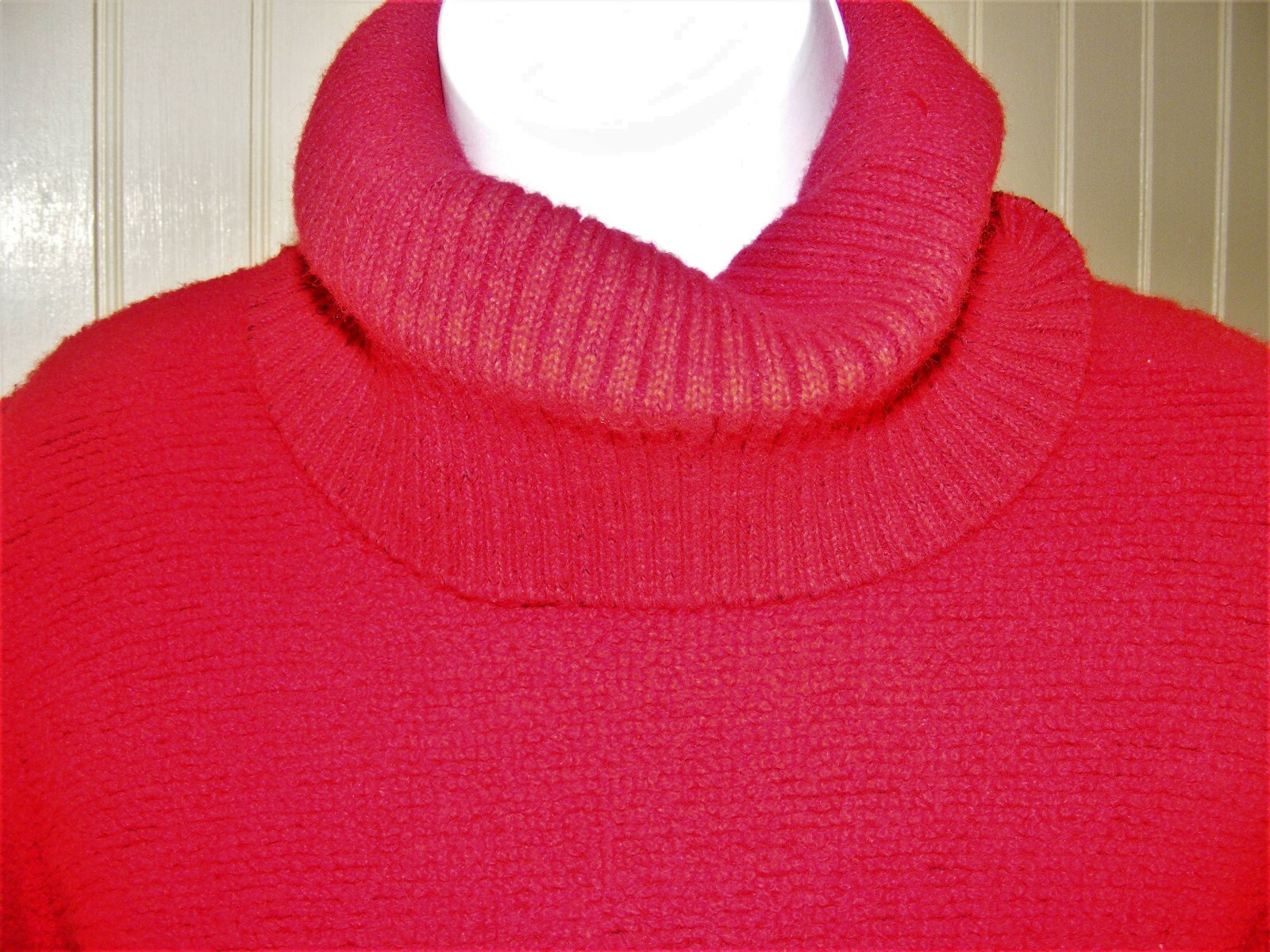 1970S TURTLENECK SWEATER PULLOVER RED ORLON BOUCLE DEADSTOCK W/ TAG WINTER WEAR