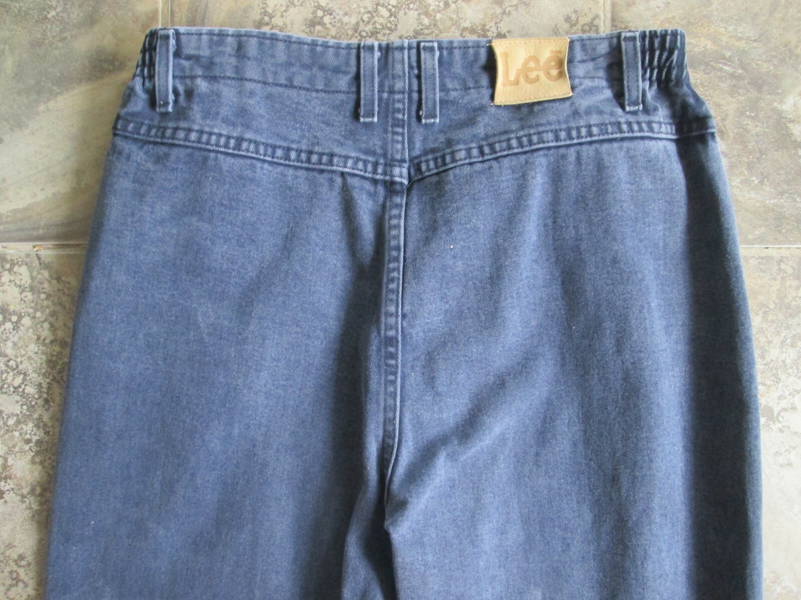 VTG Lee Mom Jeans 16 MED 32×28 Full Fit High Waist Tapered Blue Denim Parachute