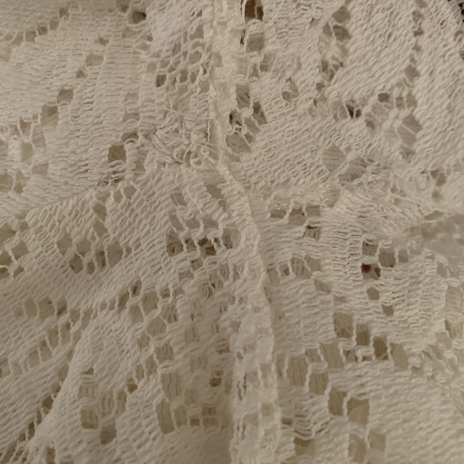 Vintage 70s Harbour Casuals LTD White lace Asian tunic L