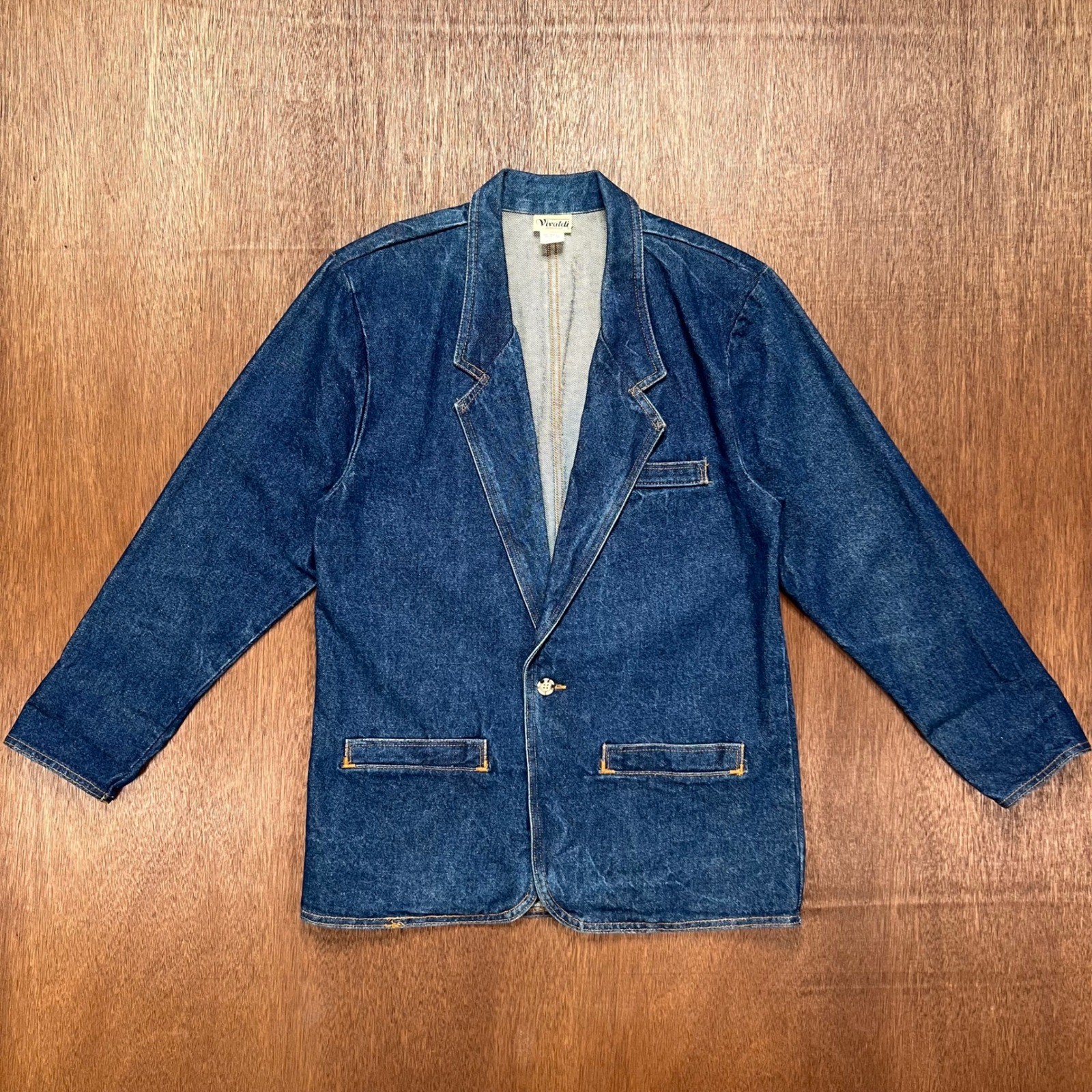 Vivaldi Jeanswear Vintage Denim Blazer Jacket Medium Wash Made in USA Small