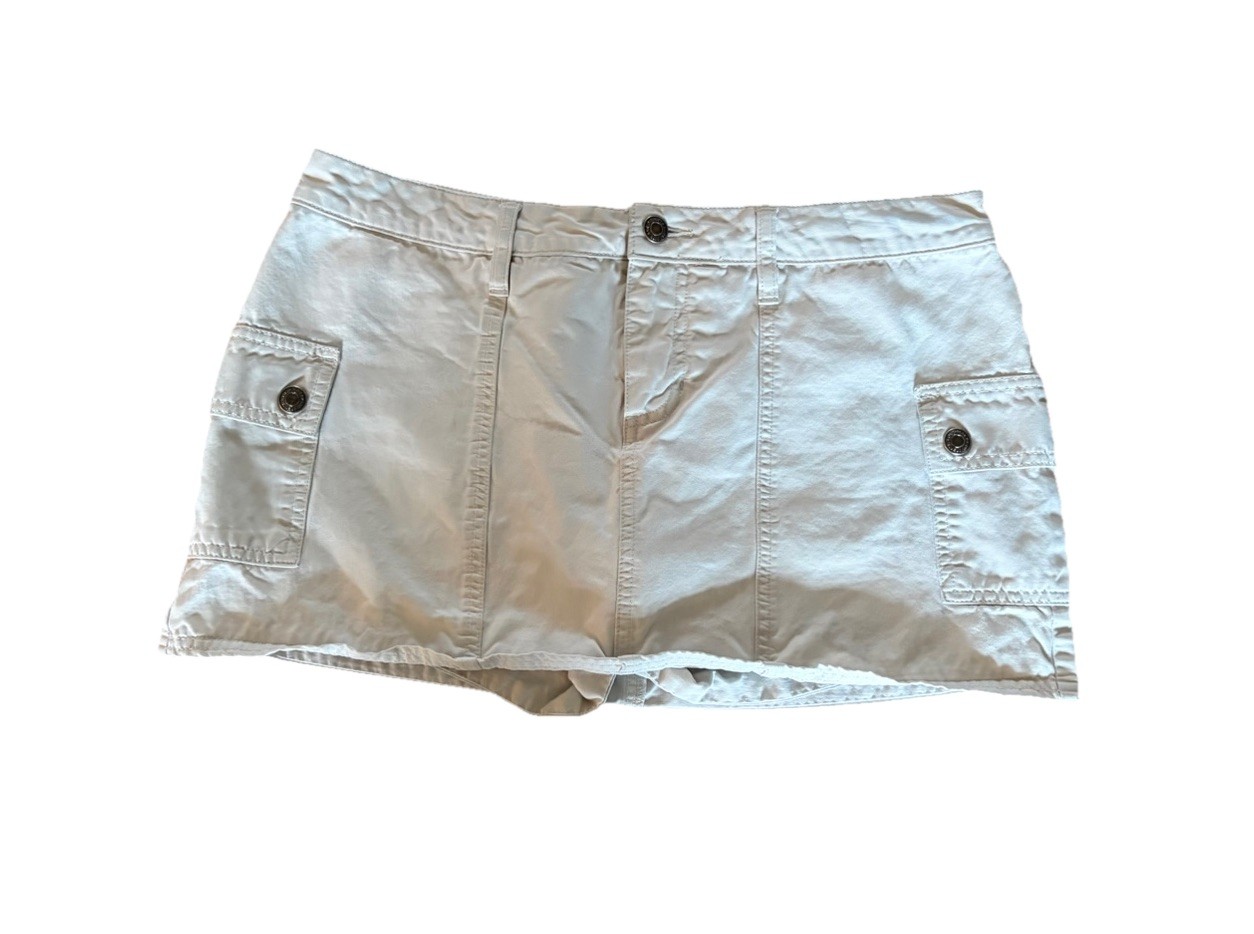 Vintage Old Navy Y2K 2004 Cargo Micro Mini Skirt Khaki Light Beige Size 10 34”
