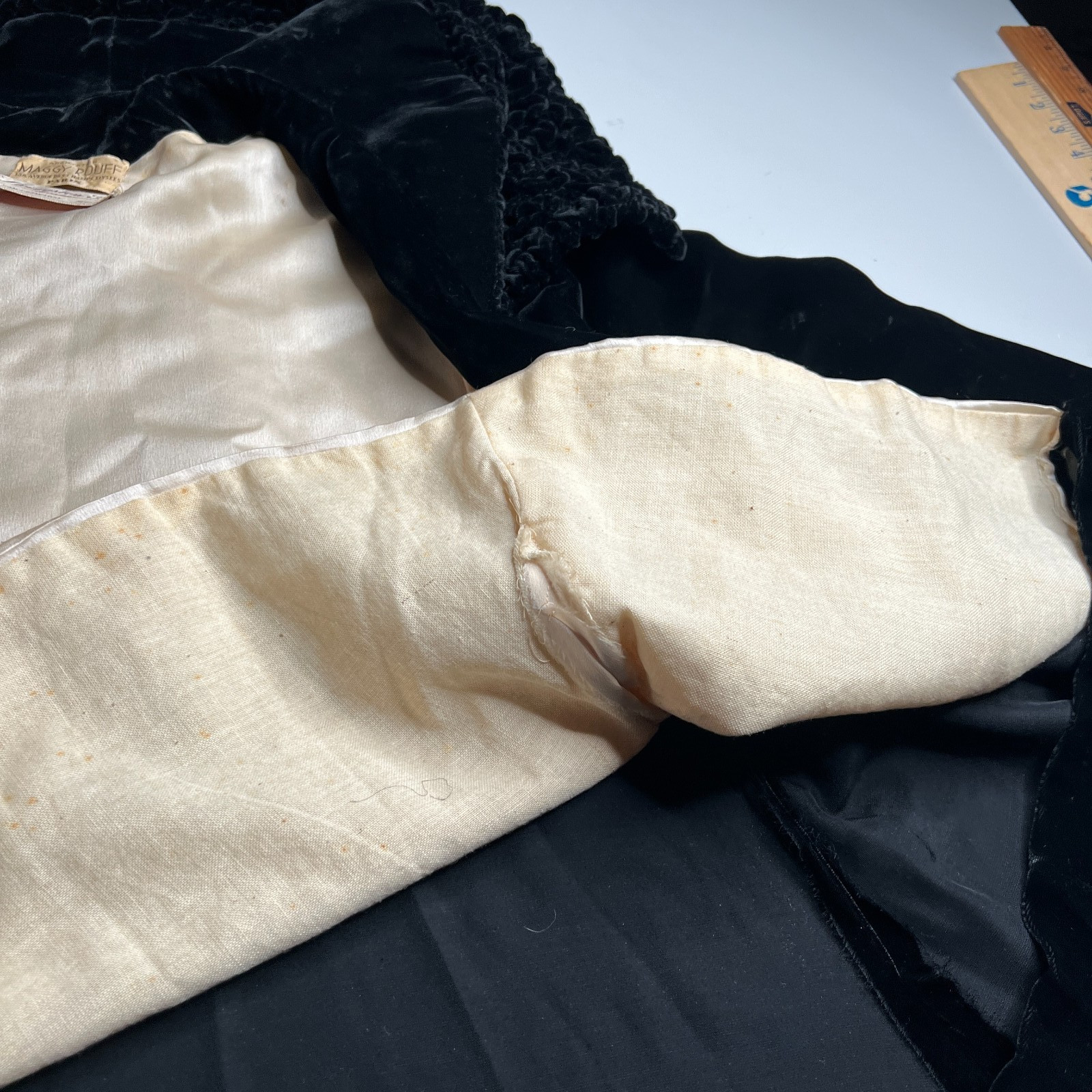 Vintage Antiq Maggy Rouff Paris Black Velvet Evening Jacket Satin Lining – Rare
