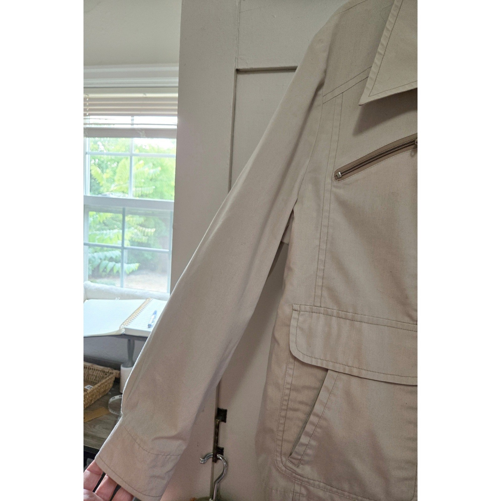 Vintage London Fog Classic 1970’s Beige Zip Front Utility Jacket Tan Size 44 XL