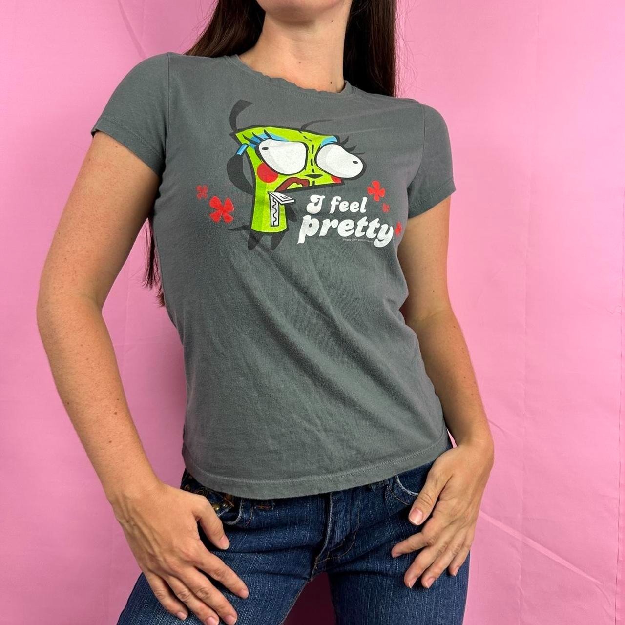Y2K Invader Zim I feel Pretty women XL Mighty Fine Baby Tee T Shirt USA