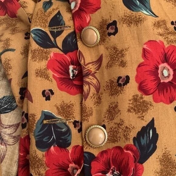 Vintage 80s Betsey Lauren Hawaiian Flowers Halter Full Button Down Dress SIZE 14