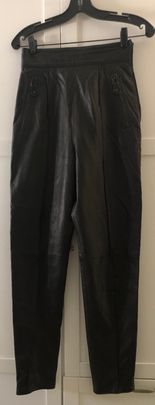 Vintage State of Claude Montana Black Leather Pants High Waisted 90’s , Size 42