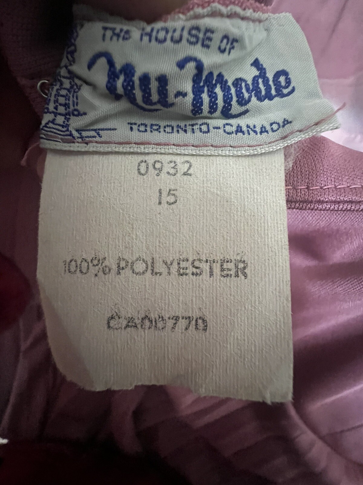 Vtg. The House Of Nu Mode Pleated Full Length Mauve Dress Canada