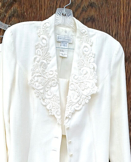 Vintage J McCLINTOCK White or PLAZA South Mint Lace Dress Suits Cottagecore NICE