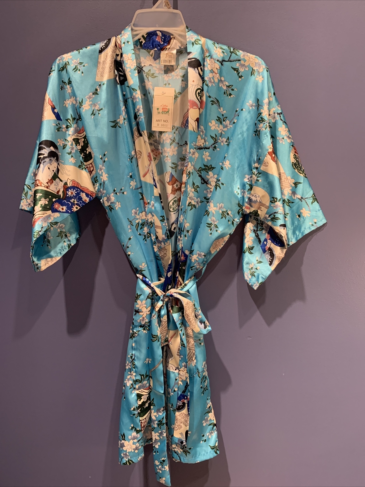 Lotus Vintage Chinese Robe, Bright Teal, Vintage, NWT OSFM