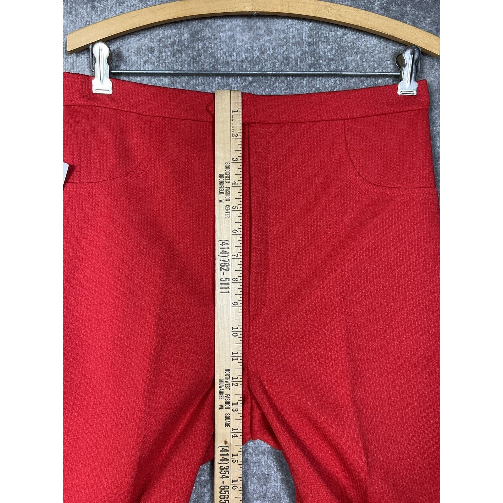 Vintage Wendy Winter Polyester Corded Double Knit Pull On Pants Womens Sz 10 Red