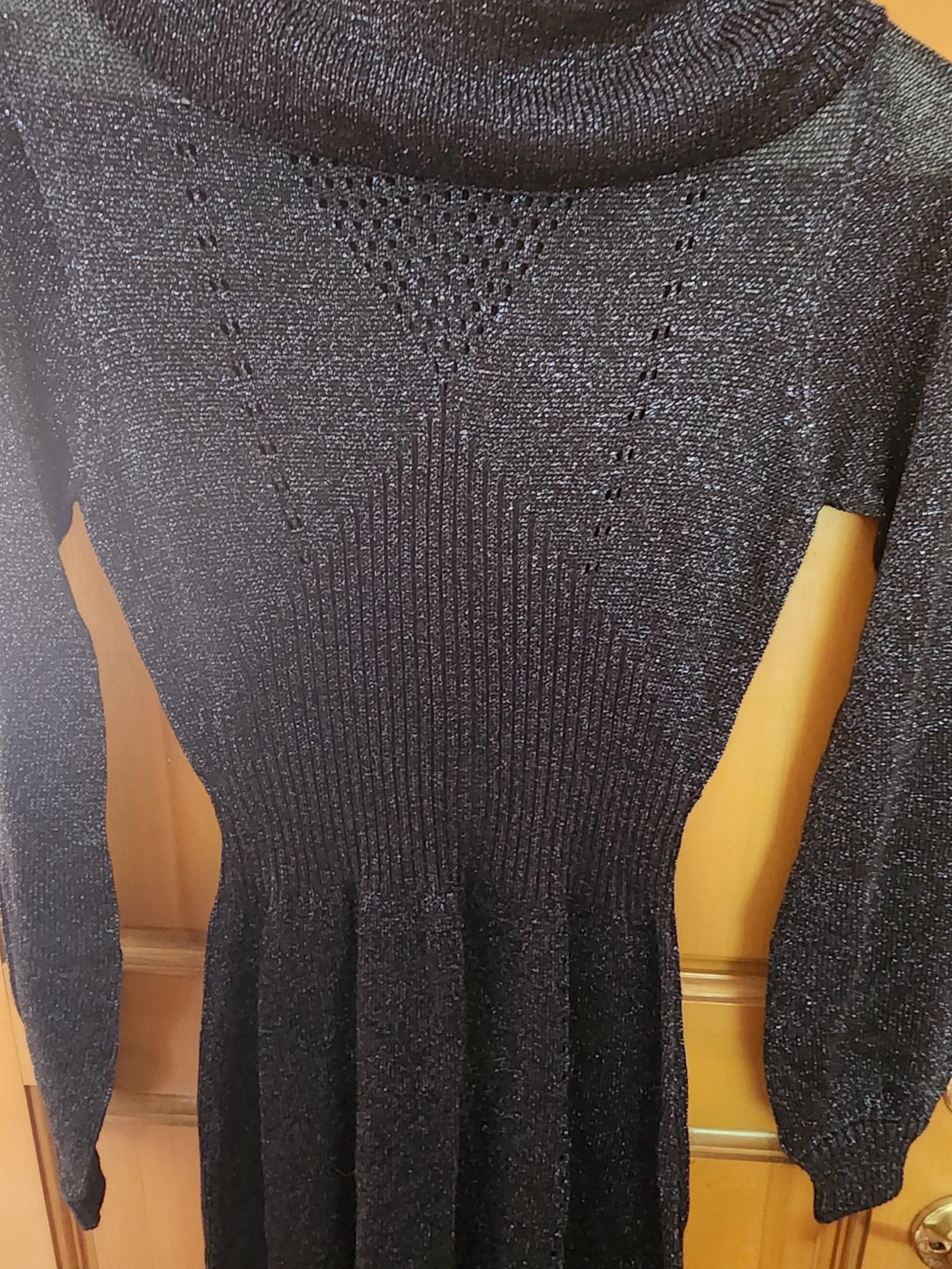 Vintage 1970’s Wenjilli Metallic Black Sparkly Maxi Dress
