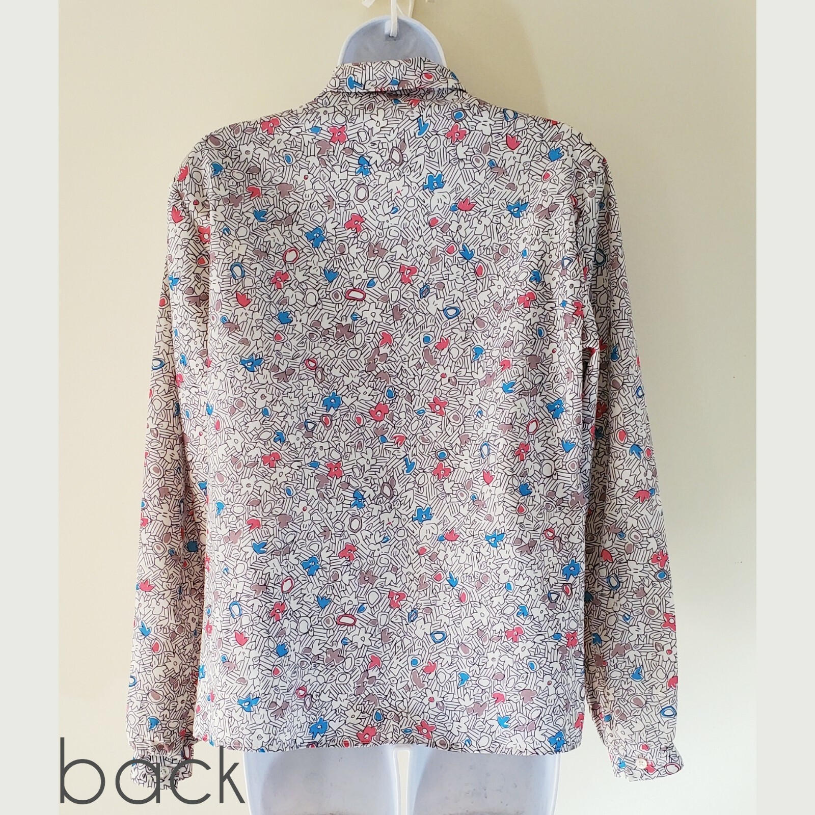 Vintage 1970’s CAPE COD MATCH MATES long-sleeve lavallière floral blouse Sz XL