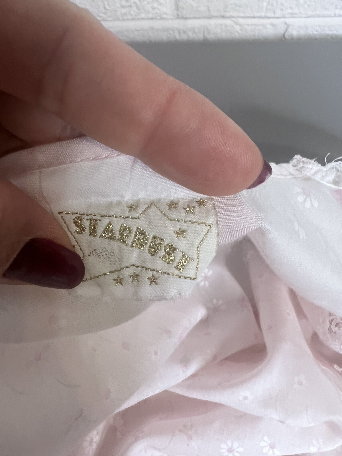 Vintage STARDUST light Pink floral Lace Ruffle nightgown Size Large