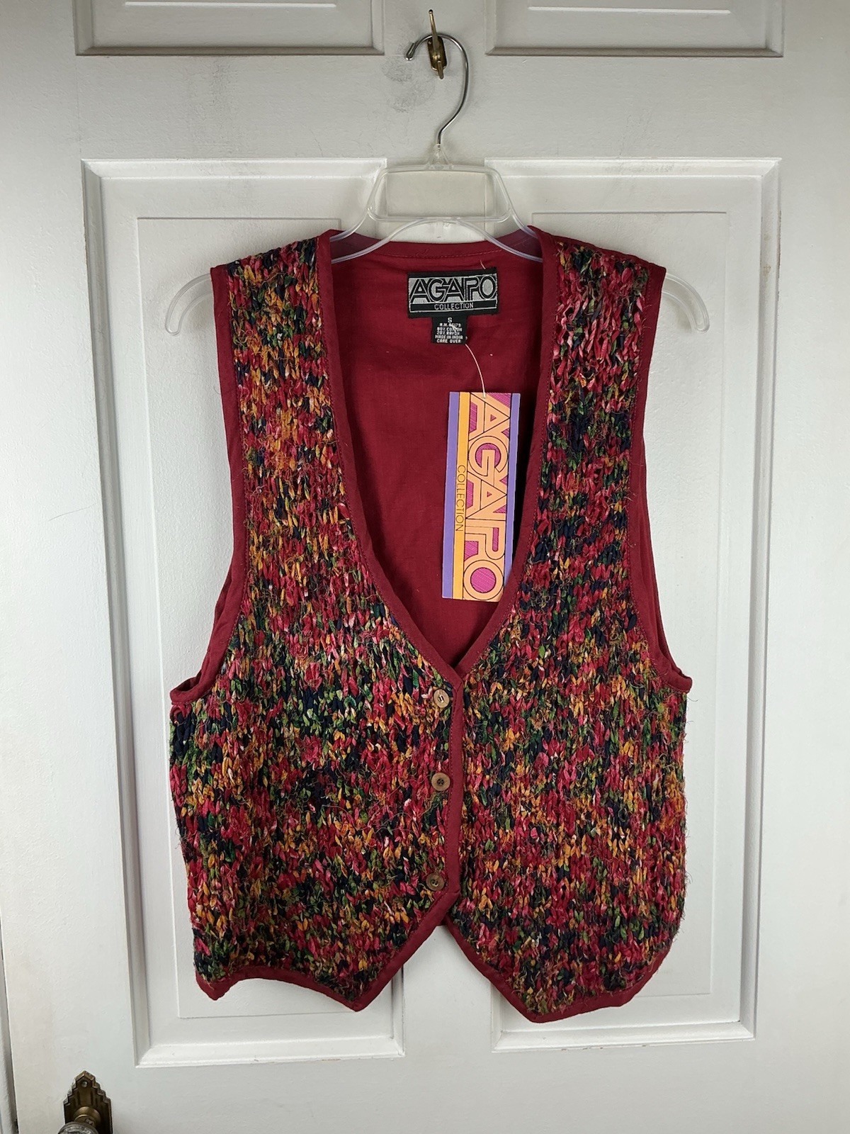 Agapo Collection Vest Size S Tapestry Boho Button Up Vintage Festival Rainbow