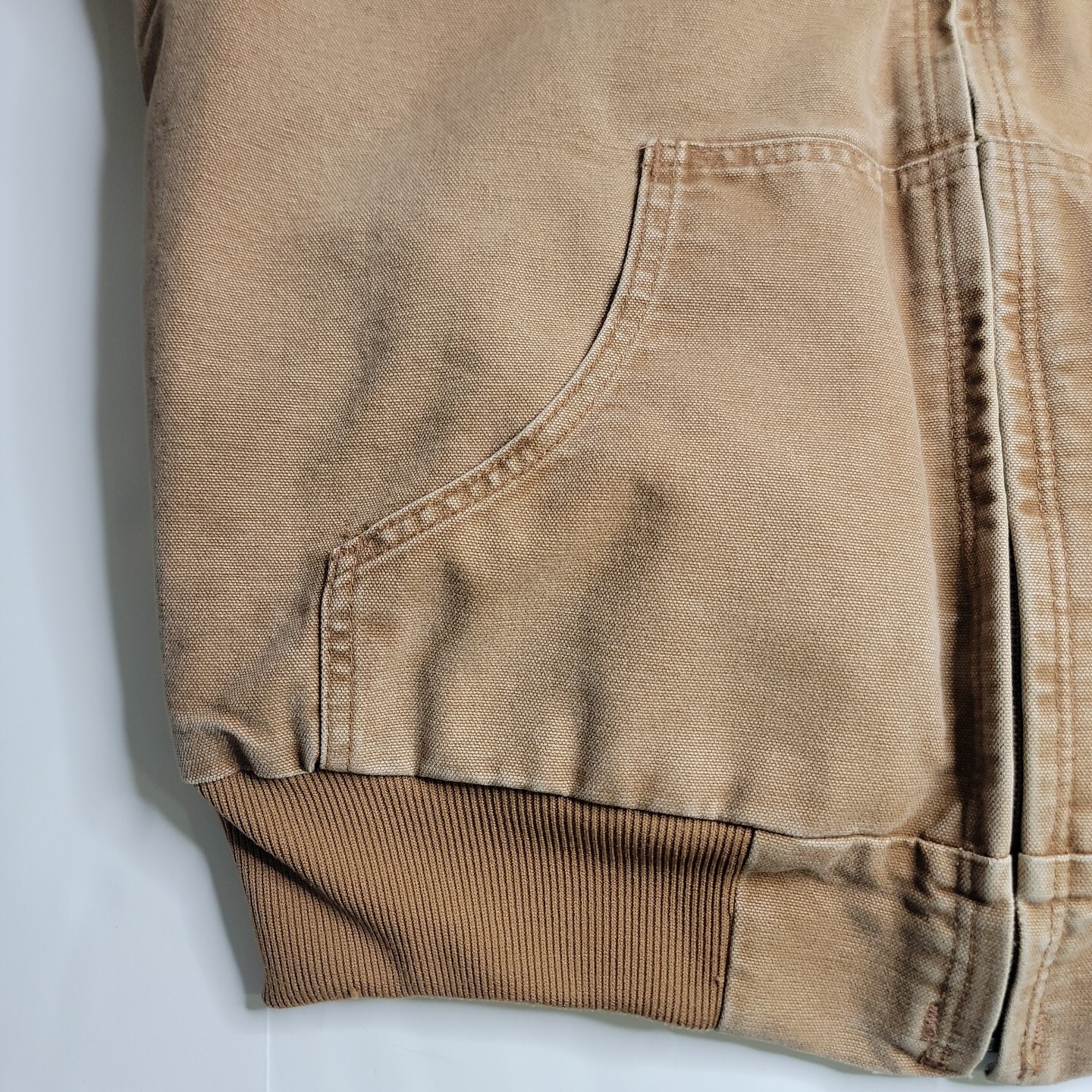Carhartt For Women Large Tan Brown Hooded Jacket Distressed Worn Vintage Vtg