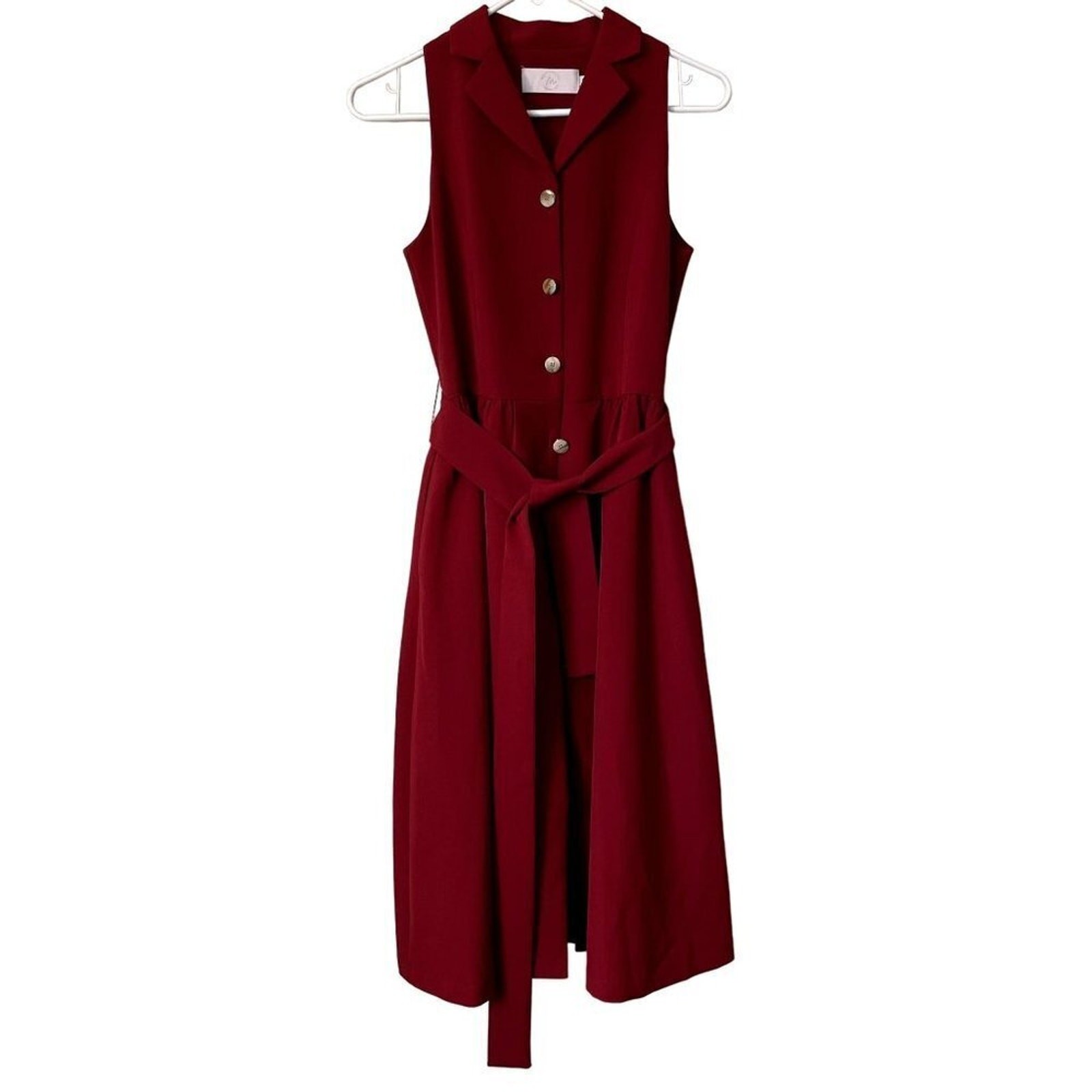 Vintage classic red dress sailor neckline full skirt pockets sleeveless belt