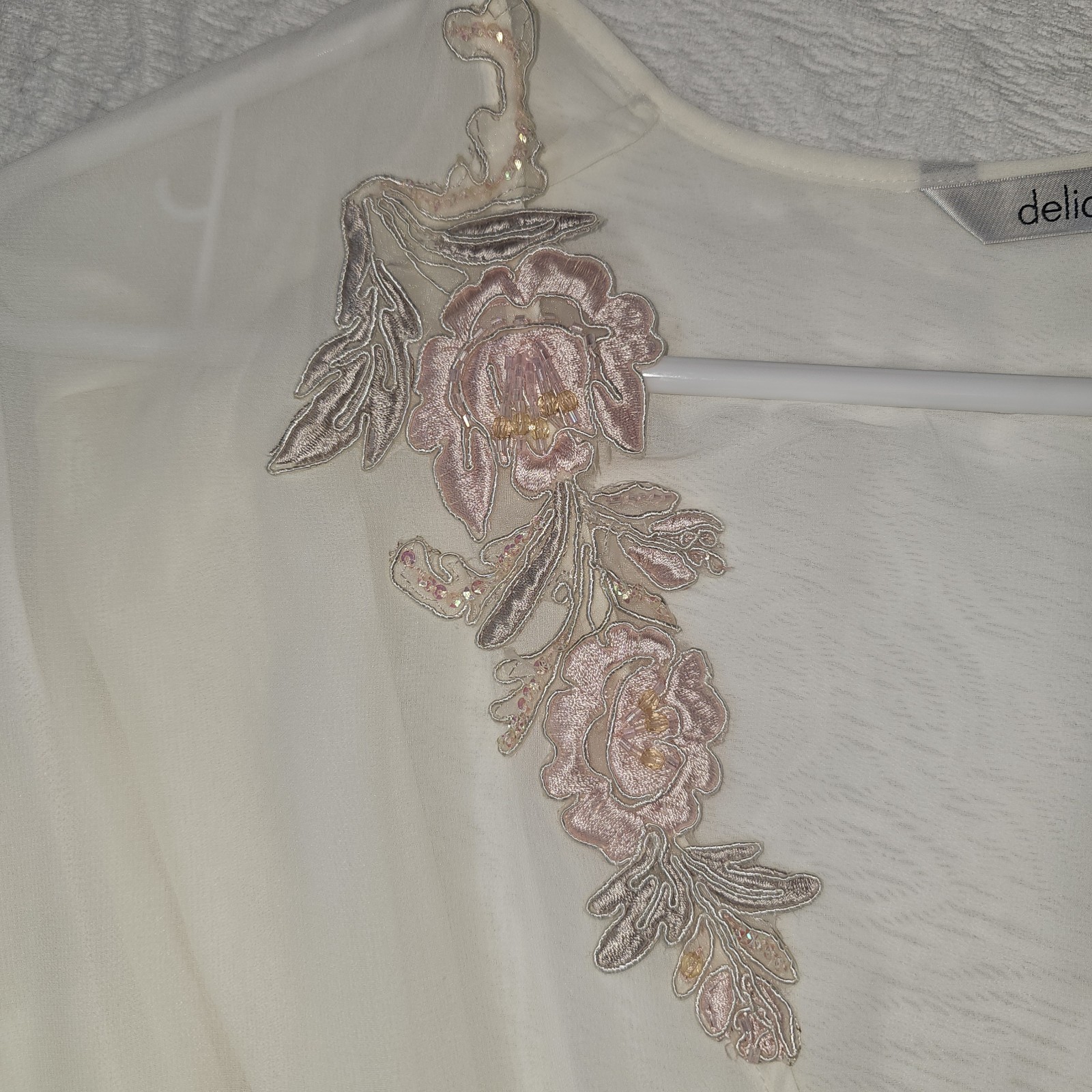 NWT Ivory Sheer Robe Embroidered Wedding Bride Lingerie Sexy Romantic Night Sz L