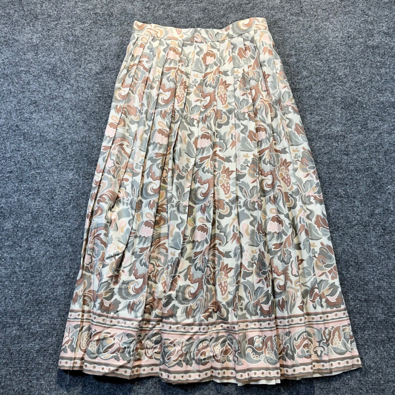 JH Collectibles Silk Midi Skirt Women 10 Multicolor Vintage 90s Paisley Pleated