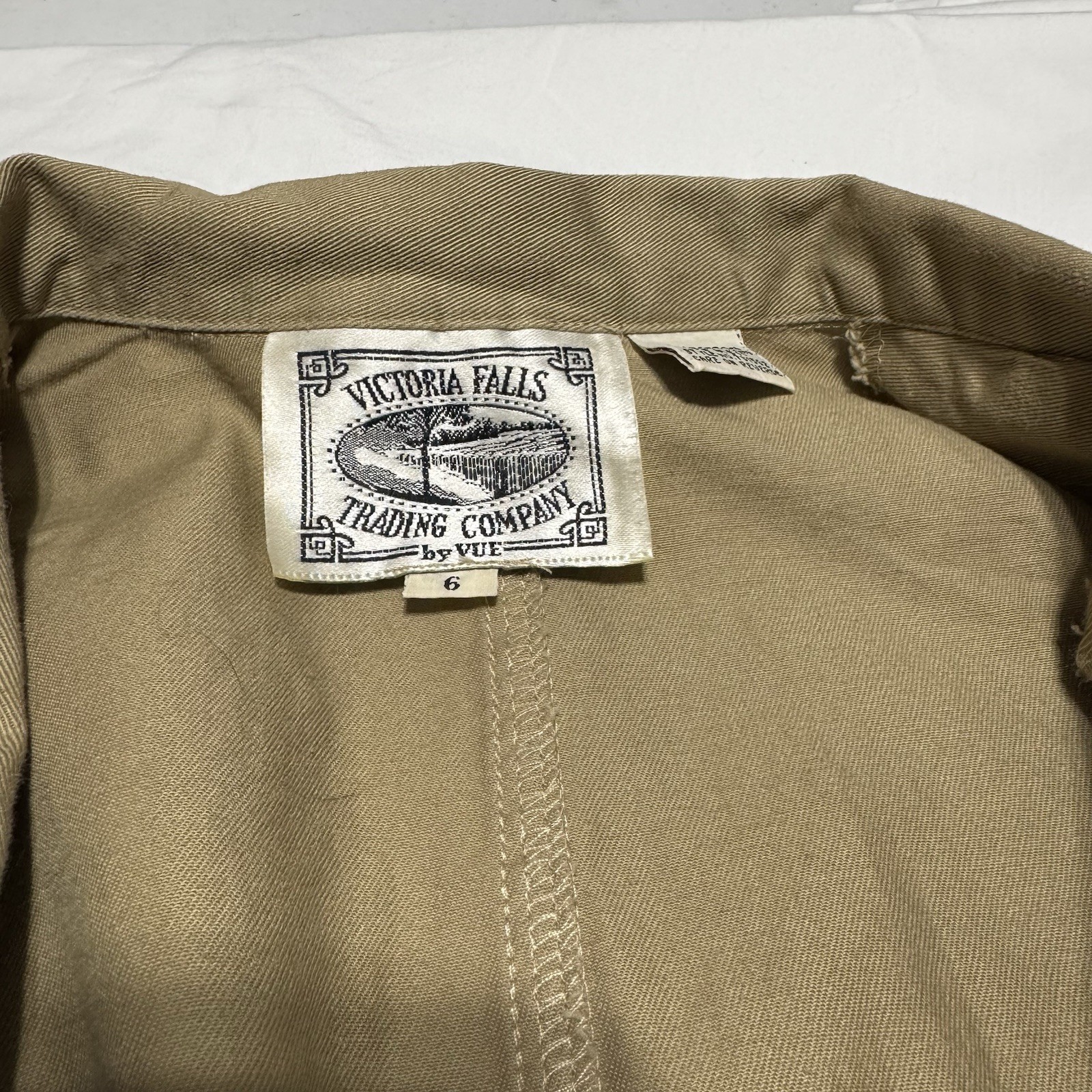 Victoria Falls Trading Co Khaki Safari Jacket Size 6 Cotton Vintage