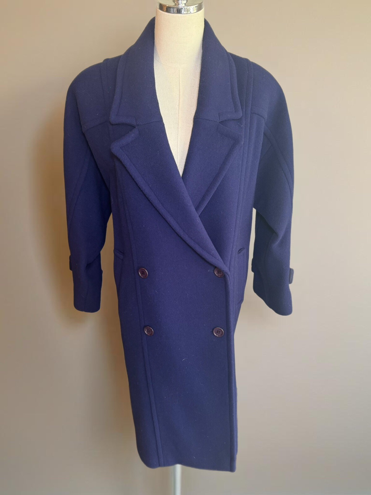 Vintage 100% Wool Trench Coat Purple Petite USA Union Made Retro S-M