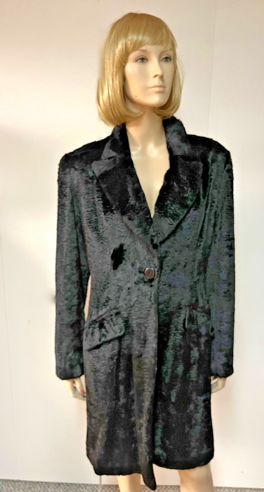 Vintage J Peterman Tour de Force Persian Lamb Velvet Jacket Size 12 Bust 40