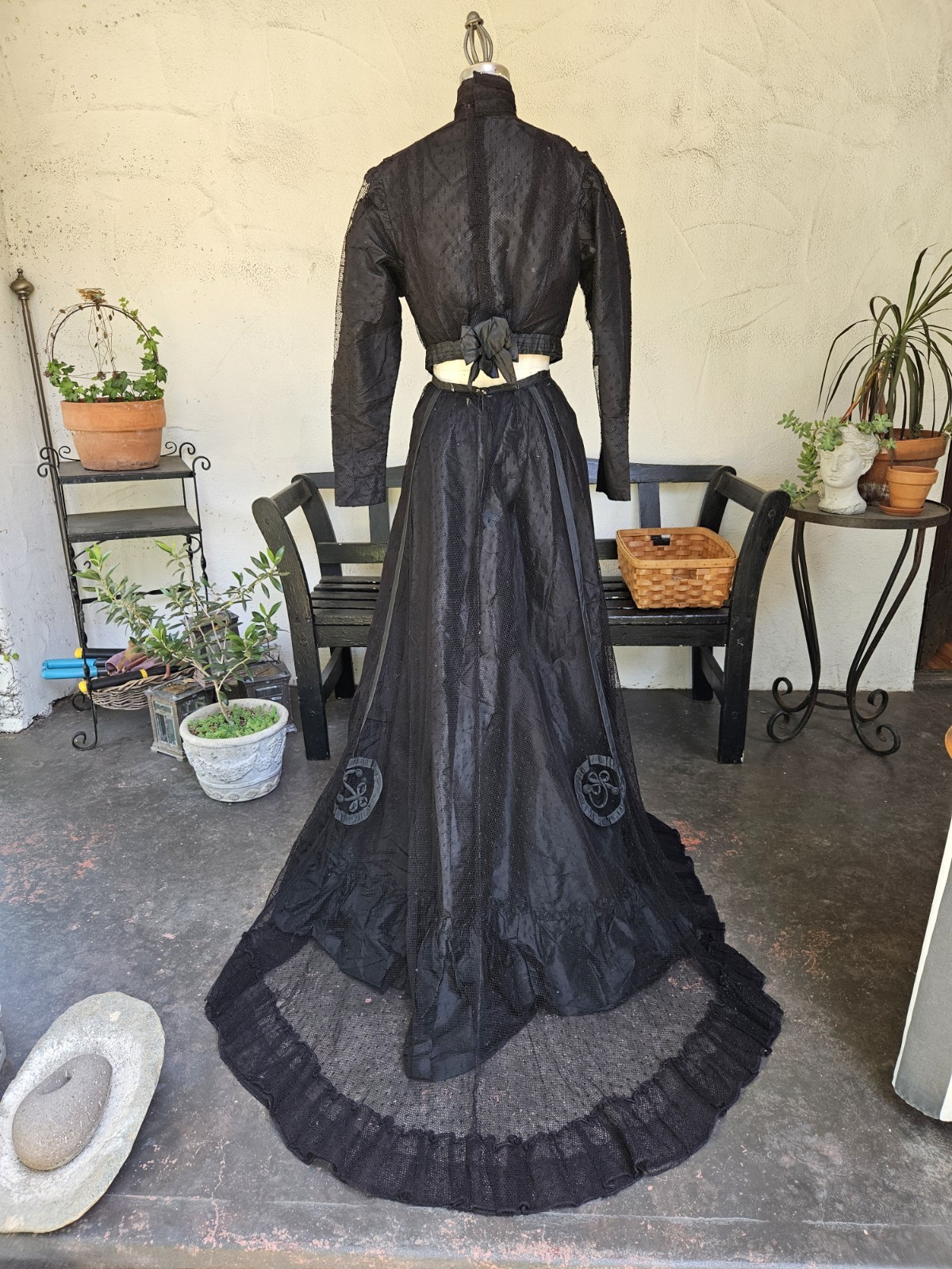 Haunted Antique 1800s Victorian Mourning Dress 2 Piece Black 19th Century Size M