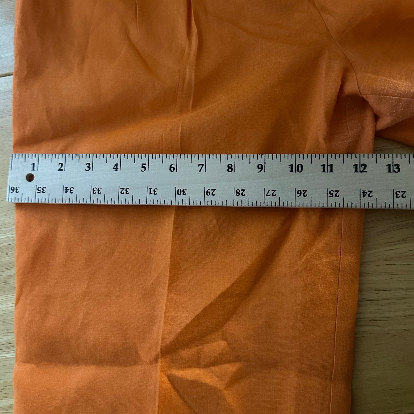 Vintage 100% Linen High Waisted Pleated Wide Leg Trousers Orange Made in USA 12
