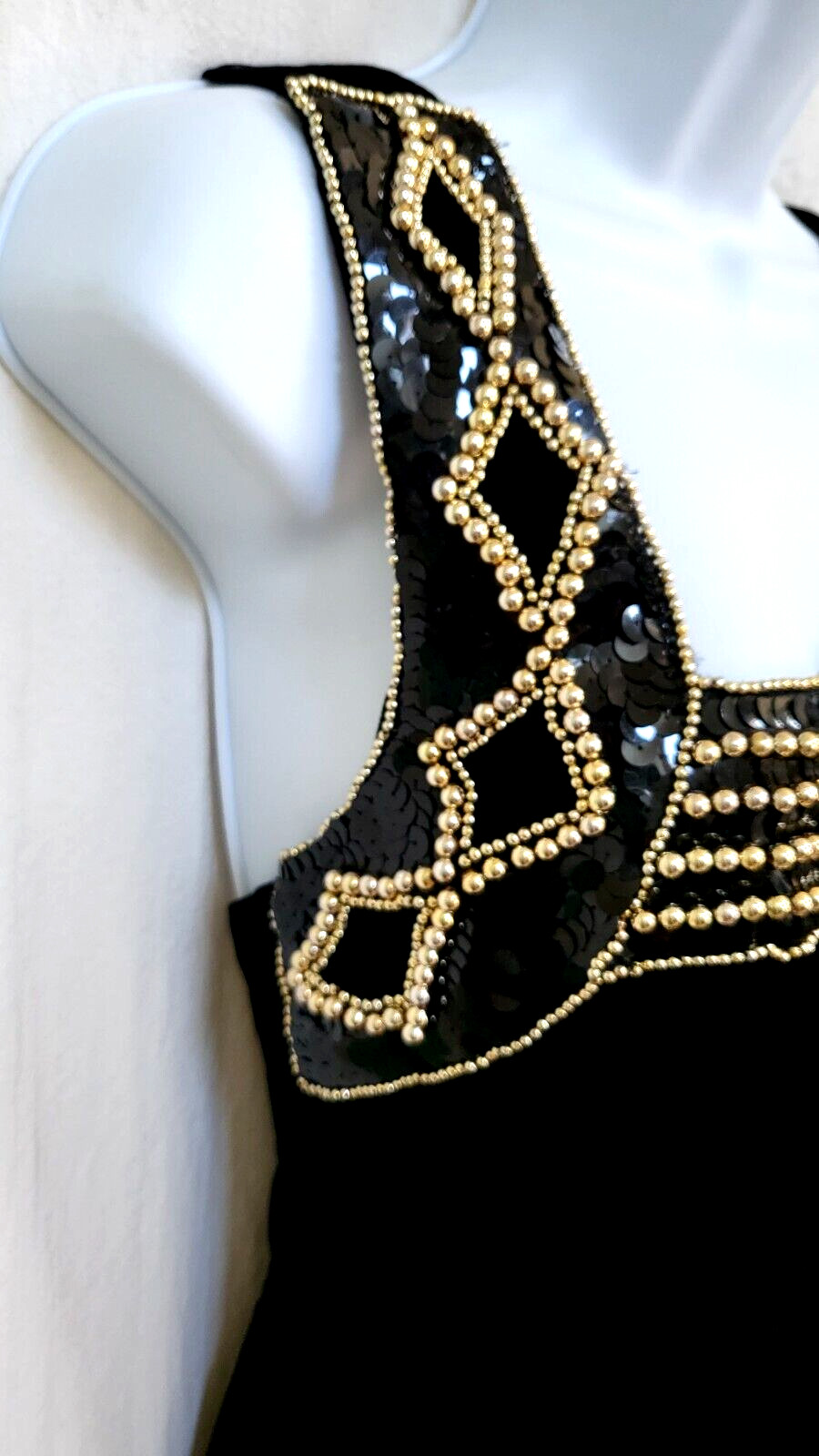 Elegant Black Velvet Vtg 80s Blondie and Me Evening Gown Dress Sequins Beads 5/6