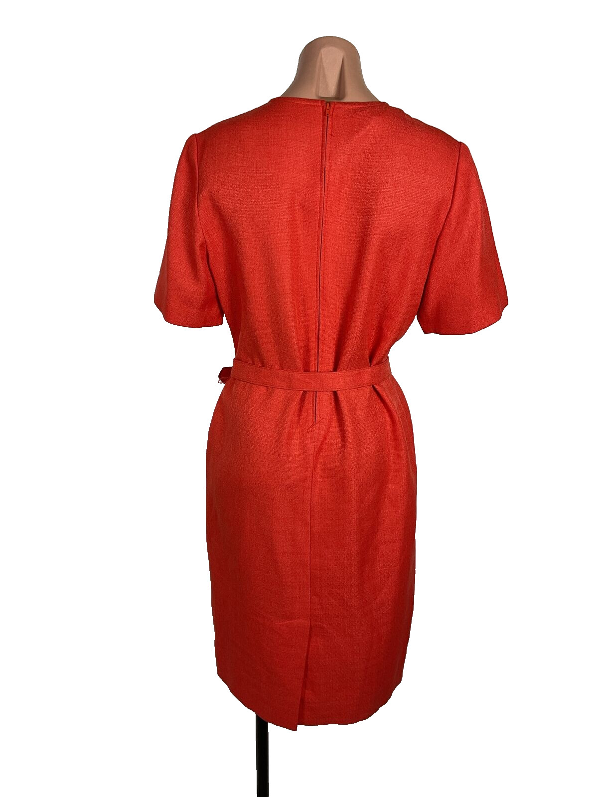 Henry Lee Dress Suit Sz 8 Petite, Coral Orange, made in USA, vintage 90’s Belted