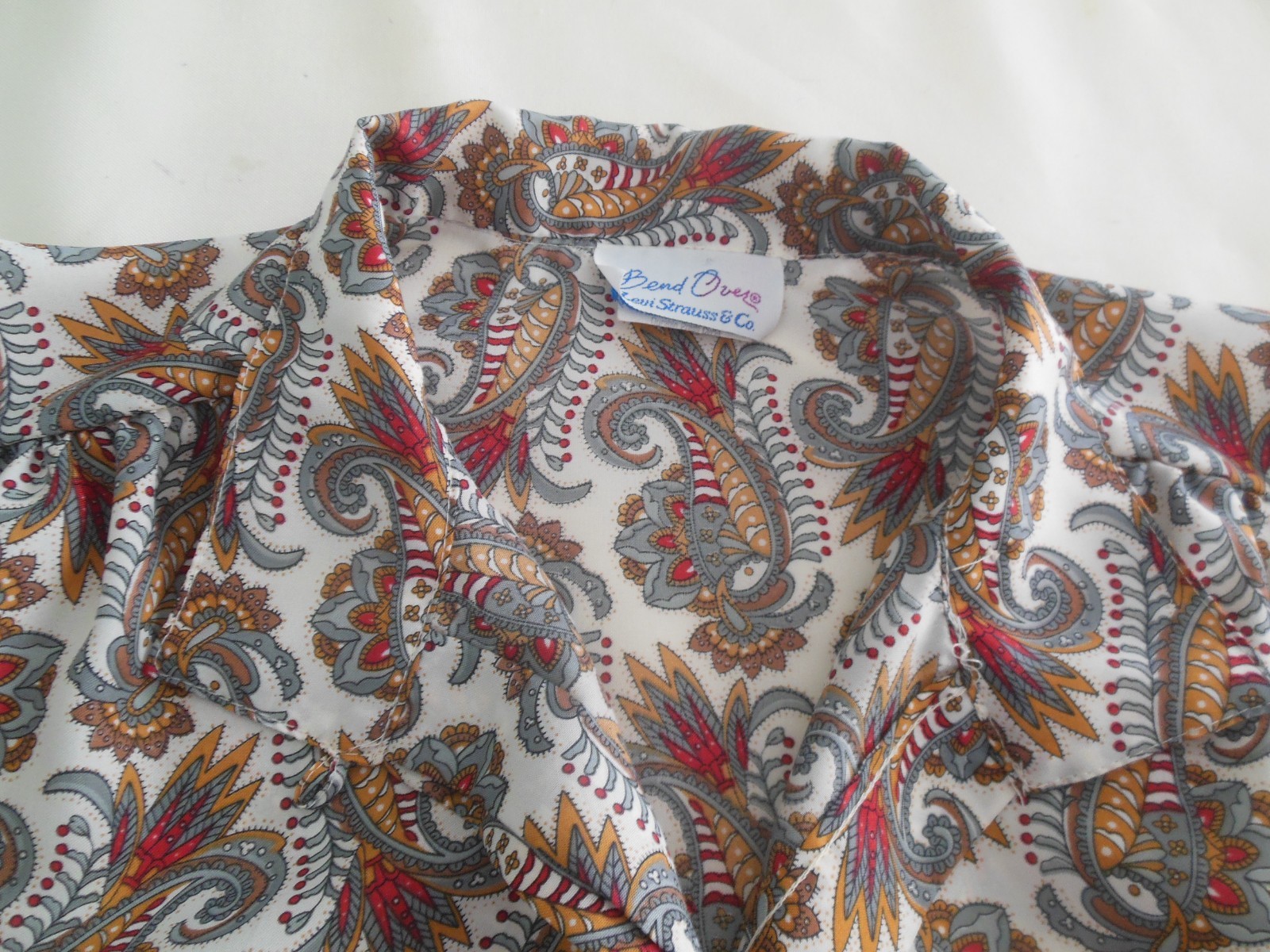 Vintage Bend Over Levi Strauss Button Up Collared Blouse Womens Paisley *READ