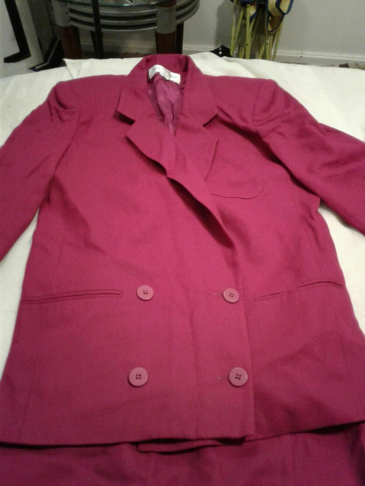 Vintage Jones New York Purple Fuschia 2pc Suit Blazer Skirt Size 6 (cb12)