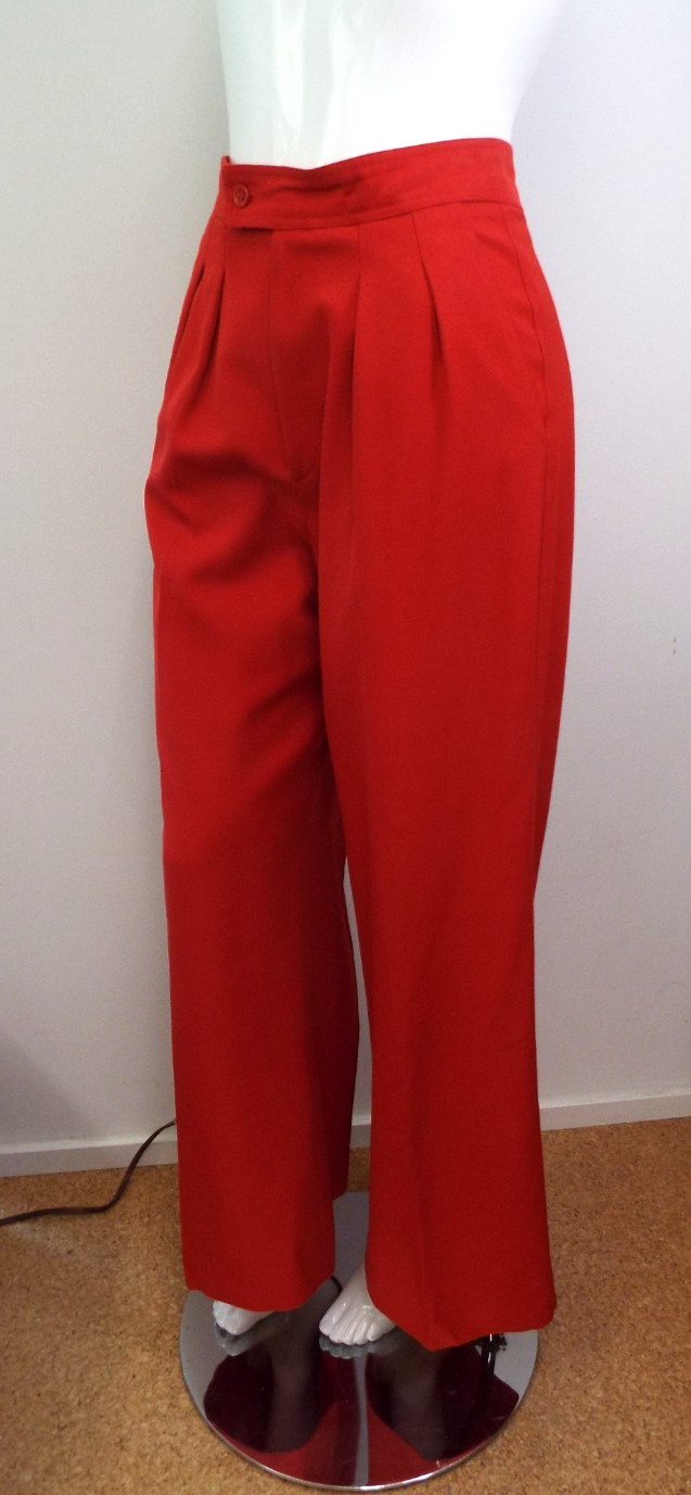 VTG 1970 Yves Saint Laurent Rive Gauche Red Wool Pants YSL Wide Leg Trousers USA