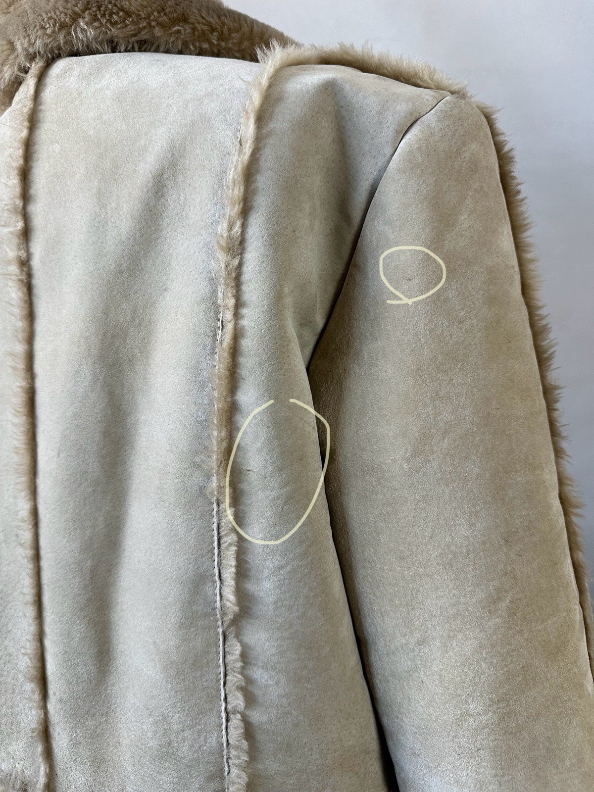 Vintage 70s style Hippie Faux Sheepskin Genuine Leather Long Coat Women’s Large