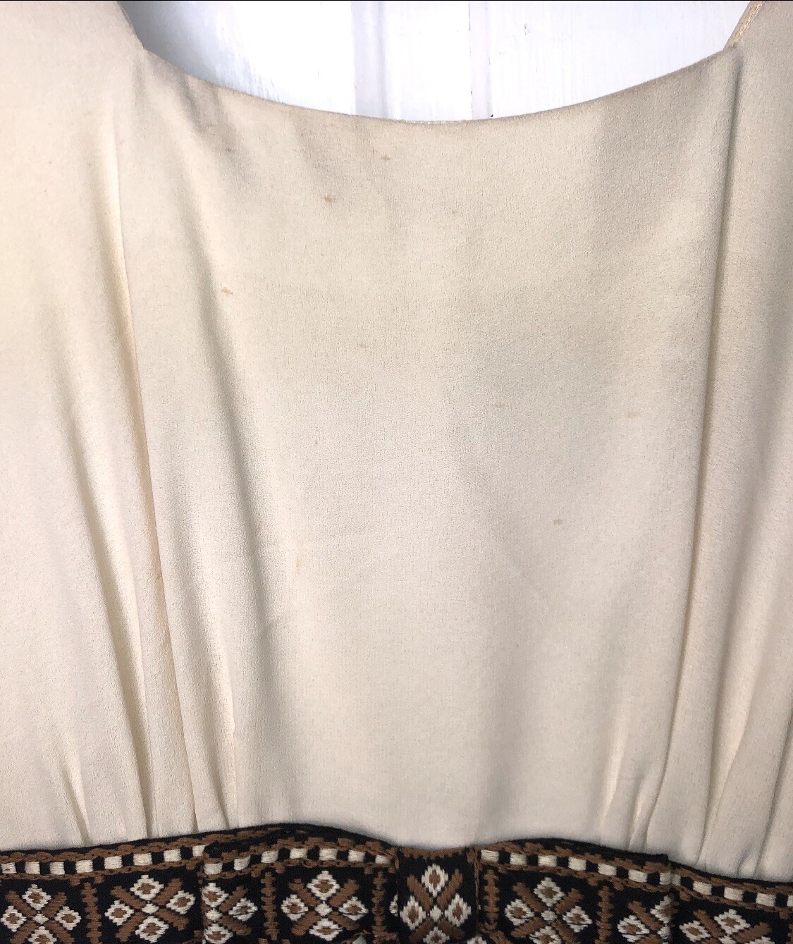 Vintage 60s 70’s Women Medium Dress Neutrals Sleeveless Maxi Ruffles Homemade