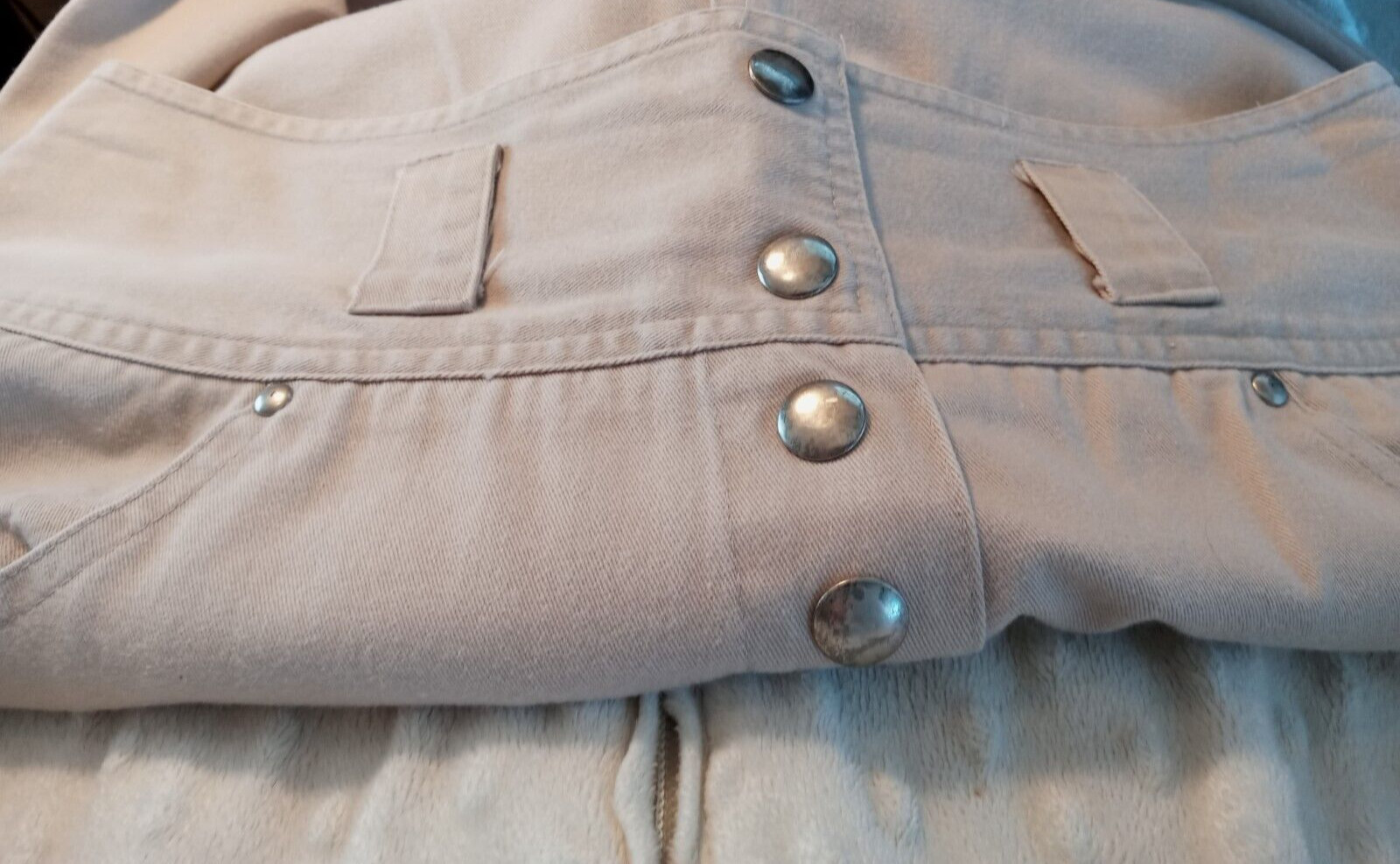 Forenza Women’s Size 14 Front Snap Long Beige Denim Skirt 100% Cotton Vintage