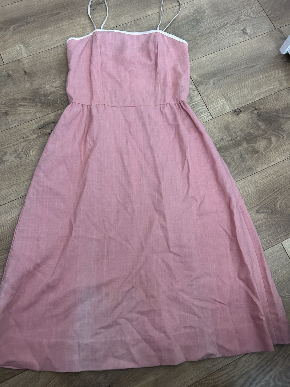 Vtg 70s House Of Bianchi Dress Strap Pink Maxi Looks Small Boston New York