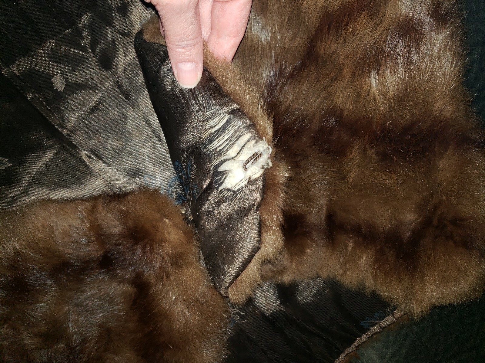 Vintage 1950’s era wild mink fur stole shawl caplet brown retro glam opera