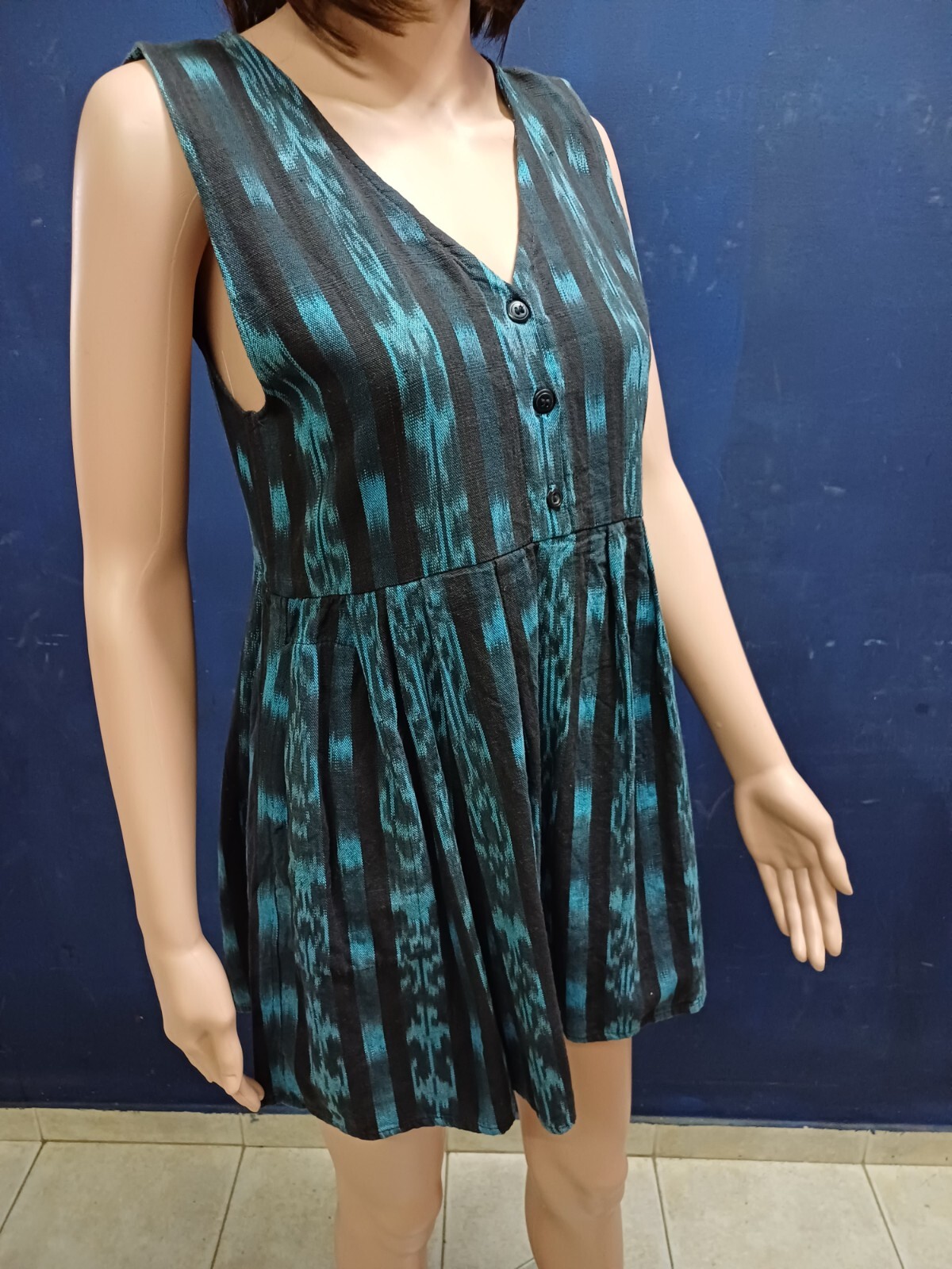 Vtg Guatemalam Mayan Young Women Flared Cotton dress Traditional Hand Made Sz S
