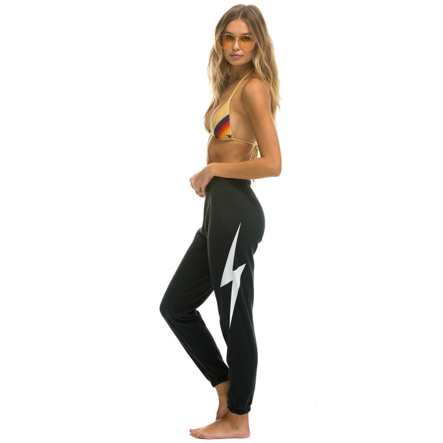 Aviator Nation Bolt Sweatpants Charcoal Lightning Lounge Surf Festival Joggers S