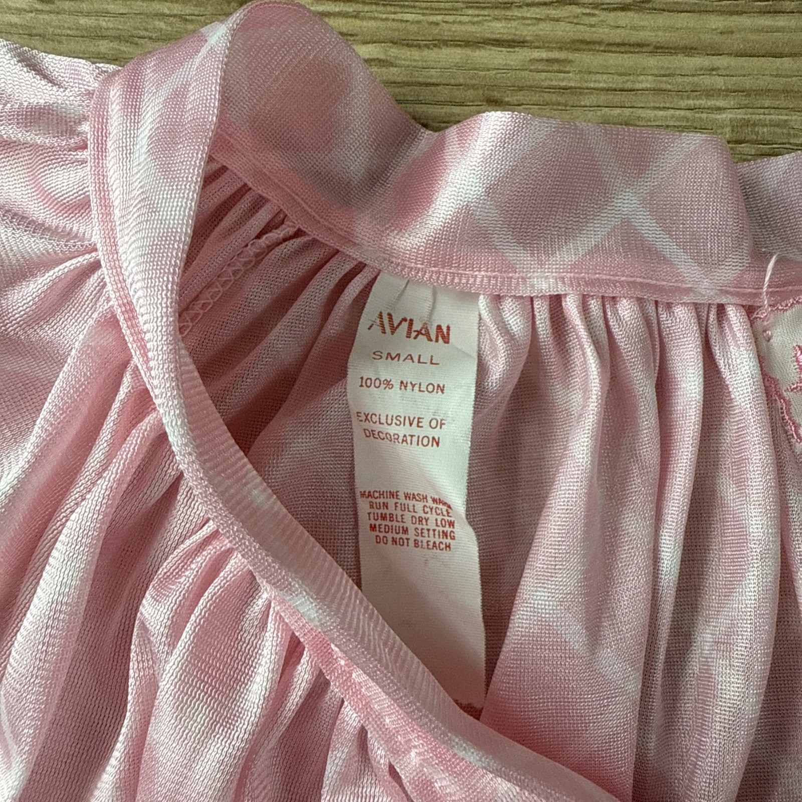 AVIAN Pale Pink Peignoir Robe Lingerie Short Sleeve Tie-Neck Size Small