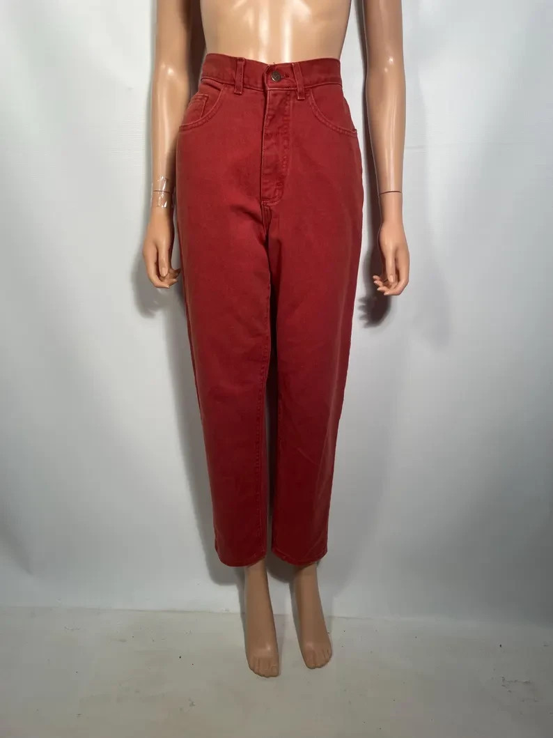 Vintage 90’s Lee Terracotta High Waist Cotton Mom Jeans Made In USA Size 28×28