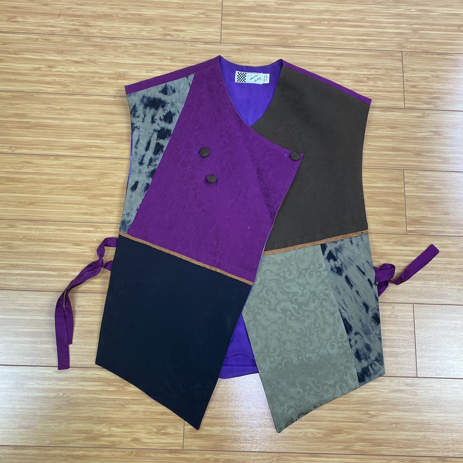 Vintage Martha Haley Silk Colorblock Vest One Size