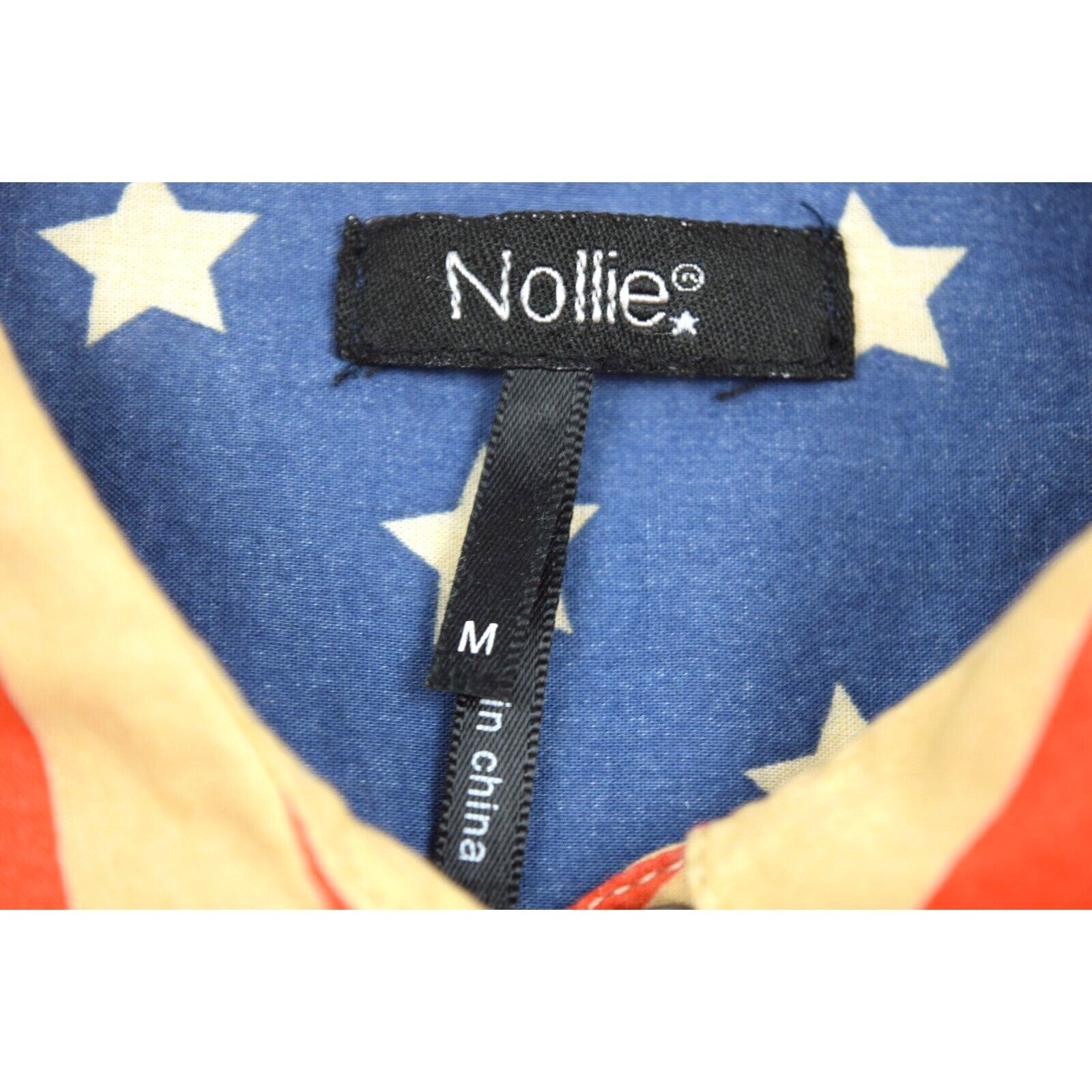 Vintage USA Flag Shirt Nollie Size M 90s Artistic Interpretation of USA Flag